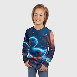 Лонгслив детский Синий утенок, цвет: 3D-принт — фото 2