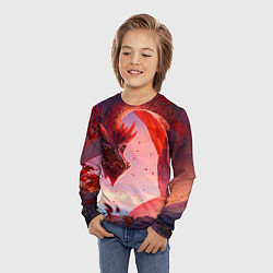 Лонгслив детский Дракон красный мифический, цвет: 3D-принт — фото 2
