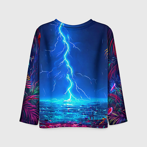 Детский лонгслив Фламинго и молния / 3D-принт – фото 2