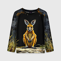 Детский лонгслив Кенгуру на черном