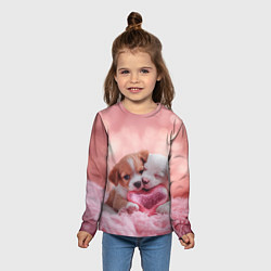 Лонгслив детский Милые щенки и сердце, цвет: 3D-принт — фото 2