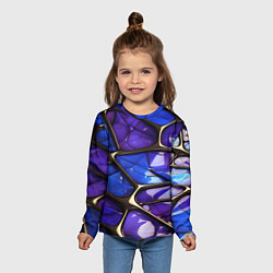 Лонгслив детский Синие и фиолетовые плиты, цвет: 3D-принт — фото 2