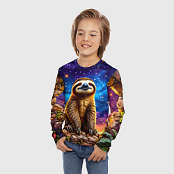 Лонгслив детский Ленивец и звездное небо, цвет: 3D-принт — фото 2