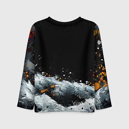 Детский лонгслив Песец на черном / 3D-принт – фото 2