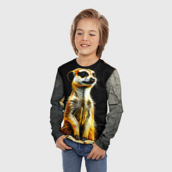 Лонгслив детский Сурикат на черном, цвет: 3D-принт — фото 2