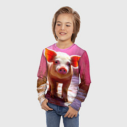 Лонгслив детский Поросенок в розовом, цвет: 3D-принт — фото 2