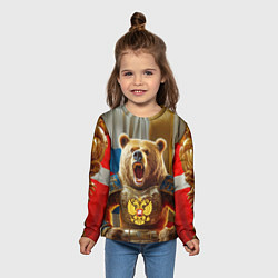 Лонгслив детский Русский медведь грозный воин, цвет: 3D-принт — фото 2