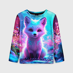 Лонгслив детский Песец в неоновом свете, цвет: 3D-принт