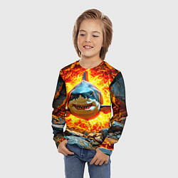 Лонгслив детский Акула в огне, цвет: 3D-принт — фото 2