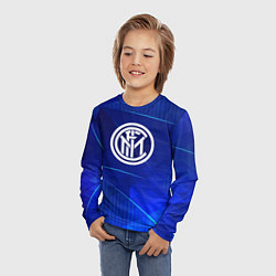 Лонгслив детский Inter blue poly, цвет: 3D-принт — фото 2