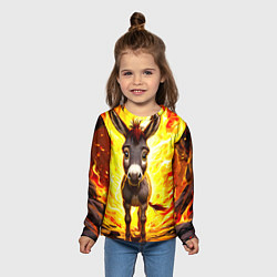 Лонгслив детский Ослик в огне, цвет: 3D-принт — фото 2