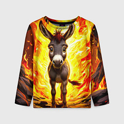 Детский лонгслив Ослик в огне