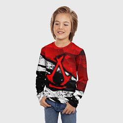 Лонгслив детский Assassins creed: shadows - красная абстракция, цвет: 3D-принт — фото 2
