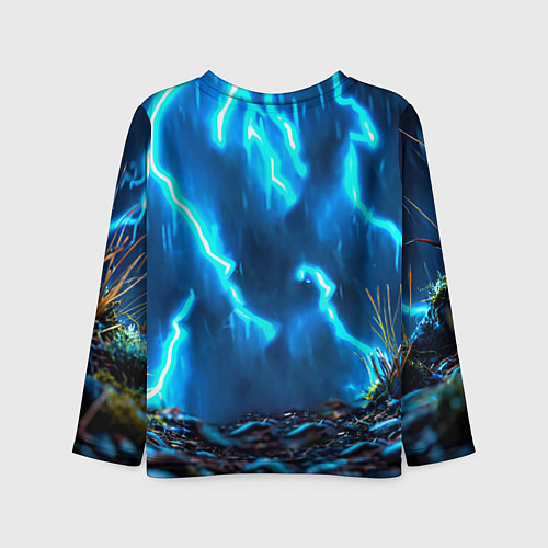 Детский лонгслив Заяц в разрядах молний / 3D-принт – фото 2