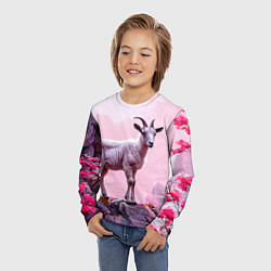Лонгслив детский Козлик в розовом свете, цвет: 3D-принт — фото 2