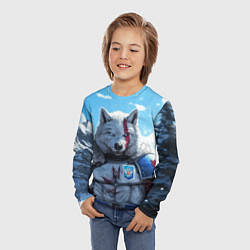 Лонгслив детский Волк русский, цвет: 3D-принт — фото 2