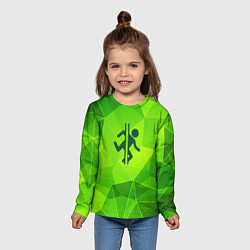 Лонгслив детский Portal green poly, цвет: 3D-принт — фото 2