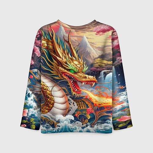 Детский лонгслив Dragon tattoo - irezumi / 3D-принт – фото 2