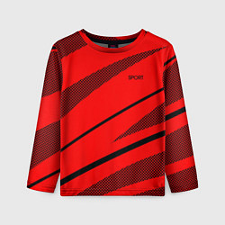 Лонгслив детский Sport красный с чёрным полосами, цвет: 3D-принт