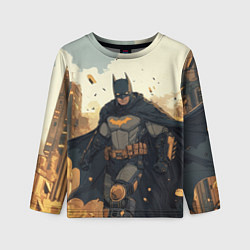 Лонгслив детский Бэтмен и разрушенный город, цвет: 3D-принт