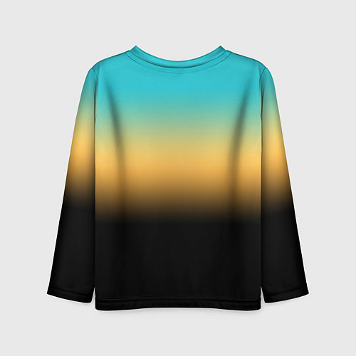 Детский лонгслив Sport бирюзово-жёлто-чёрный градиент с полосой / 3D-принт – фото 2