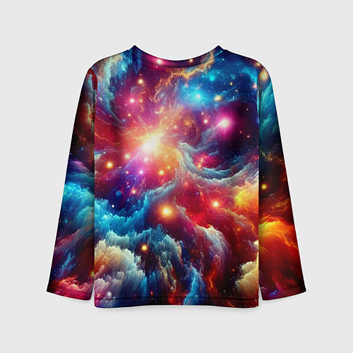 Детский лонгслив Colorfull neon space clouds - ai art fantasy / 3D-принт – фото 2