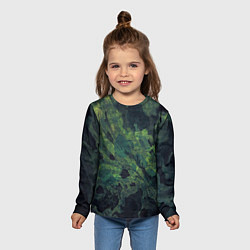 Лонгслив детский Абстракция - green camouflage background, цвет: 3D-принт — фото 2