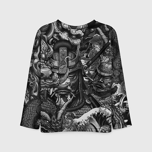 Детский лонгслив Самурай и дракон в стиле татуировки ирезуми / 3D-принт – фото 2