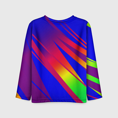 Детский лонгслив Красно-синий с полосами градиент / 3D-принт – фото 2