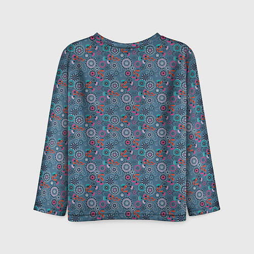 Детский лонгслив Деревенский абстрактный цветочный узор / 3D-принт – фото 2