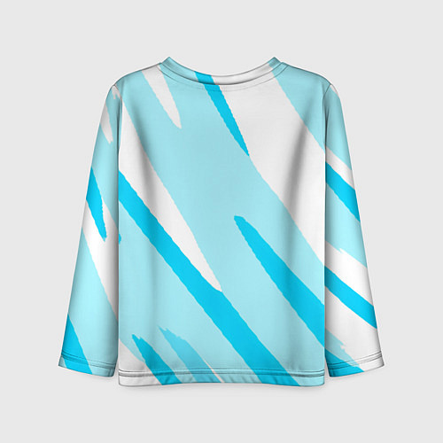 Детский лонгслив Белый с голубым абстракция / 3D-принт – фото 2