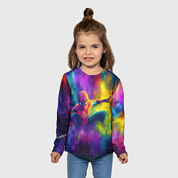 Лонгслив детский Человек - паук радужные краски, цвет: 3D-принт — фото 2