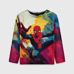 Лонгслив детский Человек паук висит на паутине, цвет: 3D-принт