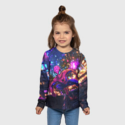 Лонгслив детский Человек-паук и фиолетовый свет, цвет: 3D-принт — фото 2