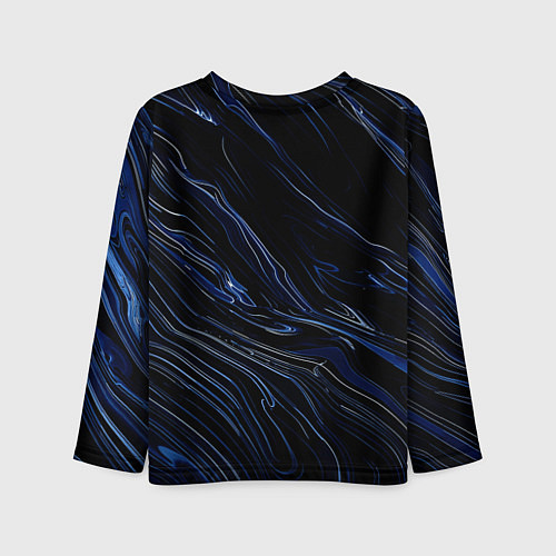 Детский лонгслив Чёрно-синий абстракция линии / 3D-принт – фото 2