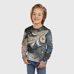Лонгслив детский Бежевый объемный узор, цвет: 3D-принт — фото 2