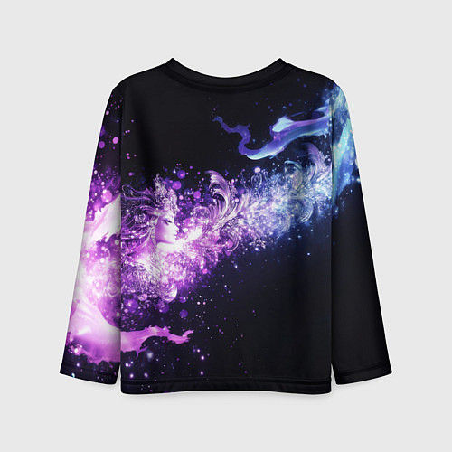 Детский лонгслив Фиолетово-синяя абстрактная волна / 3D-принт – фото 2