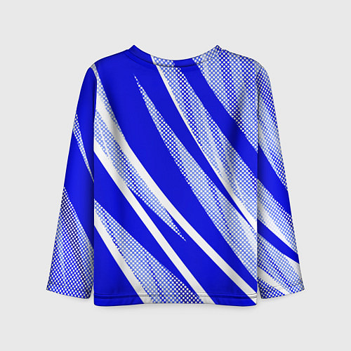 Детский лонгслив Абстрактный синий полосатый / 3D-принт – фото 2
