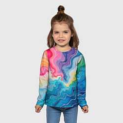 Лонгслив детский Абстрактные волны в мраморном стиле, цвет: 3D-принт — фото 2