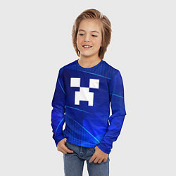 Лонгслив детский Minecraft blue poly, цвет: 3D-принт — фото 2