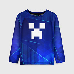 Лонгслив детский Minecraft blue poly, цвет: 3D-принт