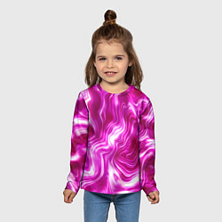 Лонгслив детский Завихрения - оттенки розового и белого, цвет: 3D-принт — фото 2