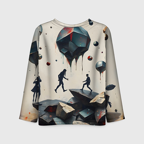 Детский лонгслив Сюрреалистичные люди и камни / 3D-принт – фото 2