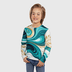 Лонгслив детский Бирюза и золото, цвет: 3D-принт — фото 2