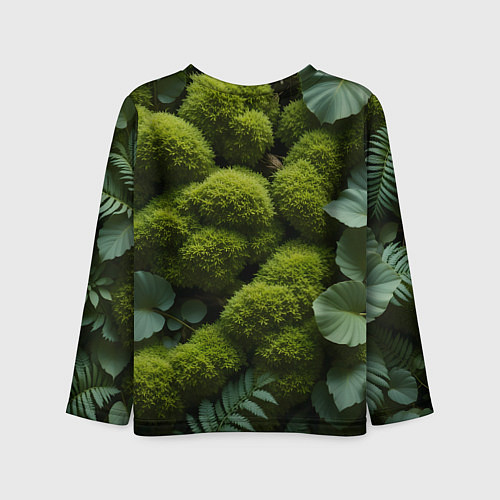 Детский лонгслив Зеленый мох и листья / 3D-принт – фото 2