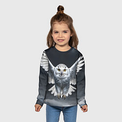 Лонгслив детский Белая сова в полете, цвет: 3D-принт — фото 2
