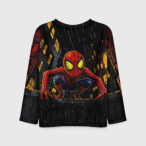 Детский лонгслив Маленький человек-паук с желтыми глазами / 3D-принт – фото 2