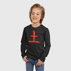 Лонгслив детский Красная суббота японским иероглифом на фоне лабири, цвет: 3D-принт — фото 2