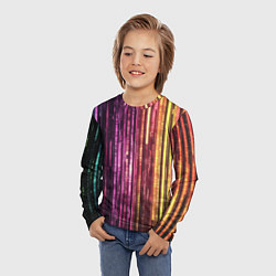 Лонгслив детский Неоновый и переливающийся киберпанк узор, цвет: 3D-принт — фото 2