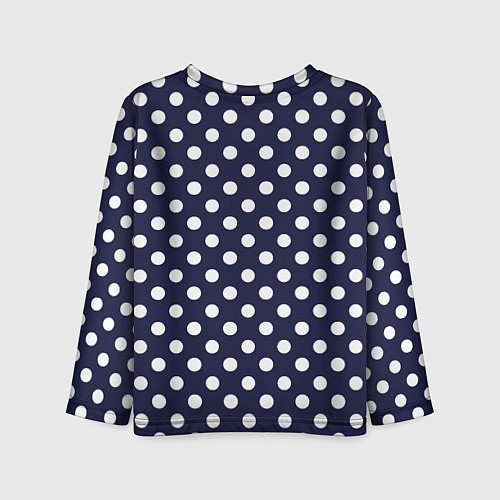 Детский лонгслив Синий в белый горошек / 3D-принт – фото 2